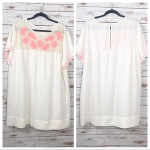 Umgee Aztec Print White and Coral Shift Dress XL